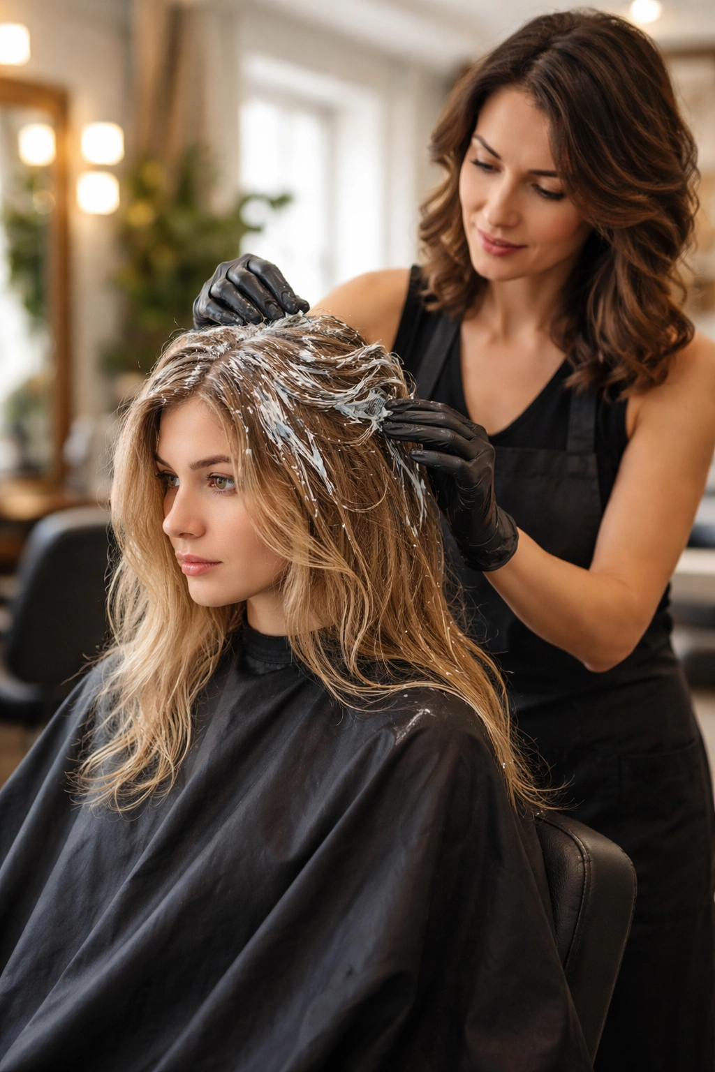Silhouette of a professional hairdresser in a salon