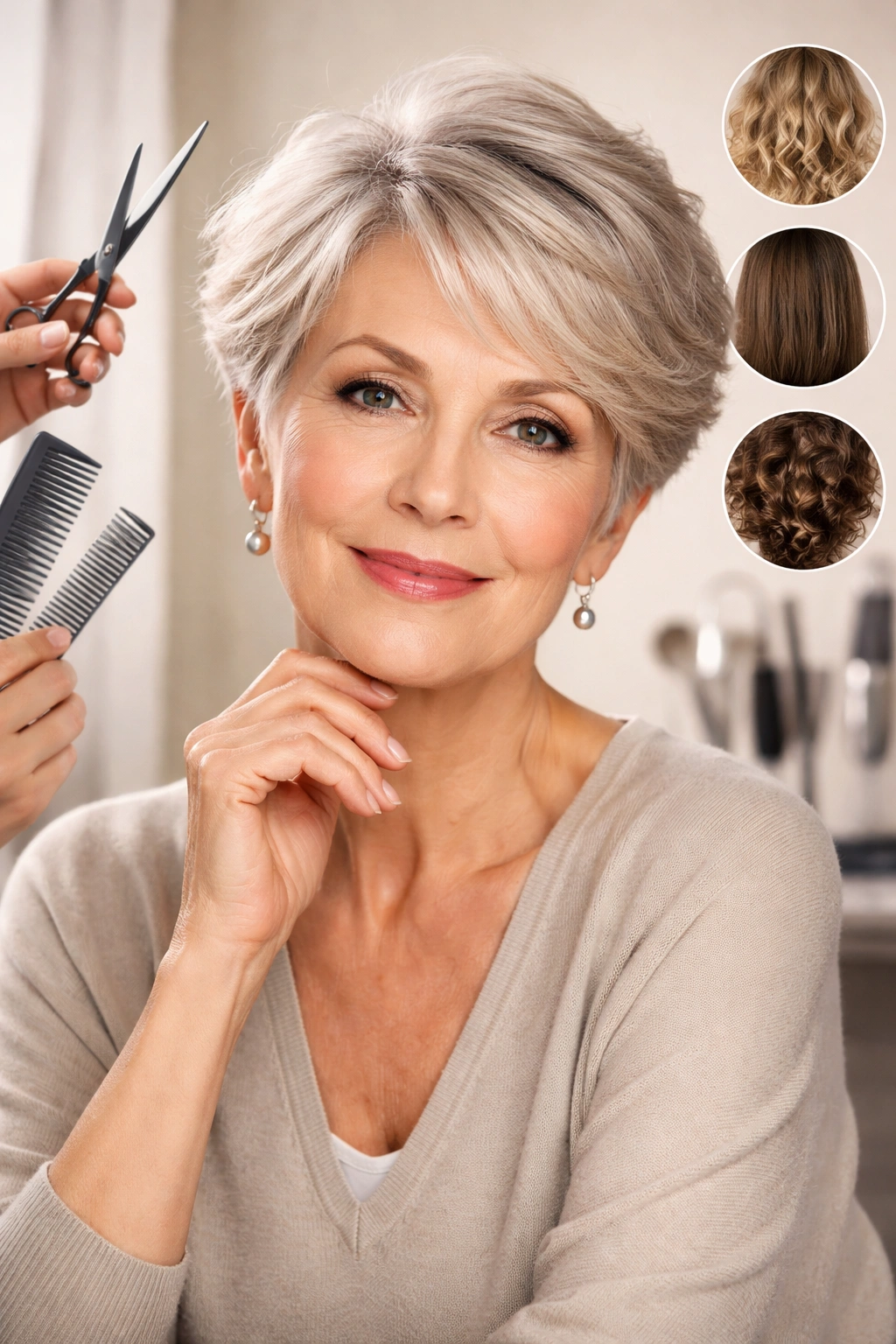 Portrait symbolizing choosing the right short hairstyle for texture and lifestyle in a studio