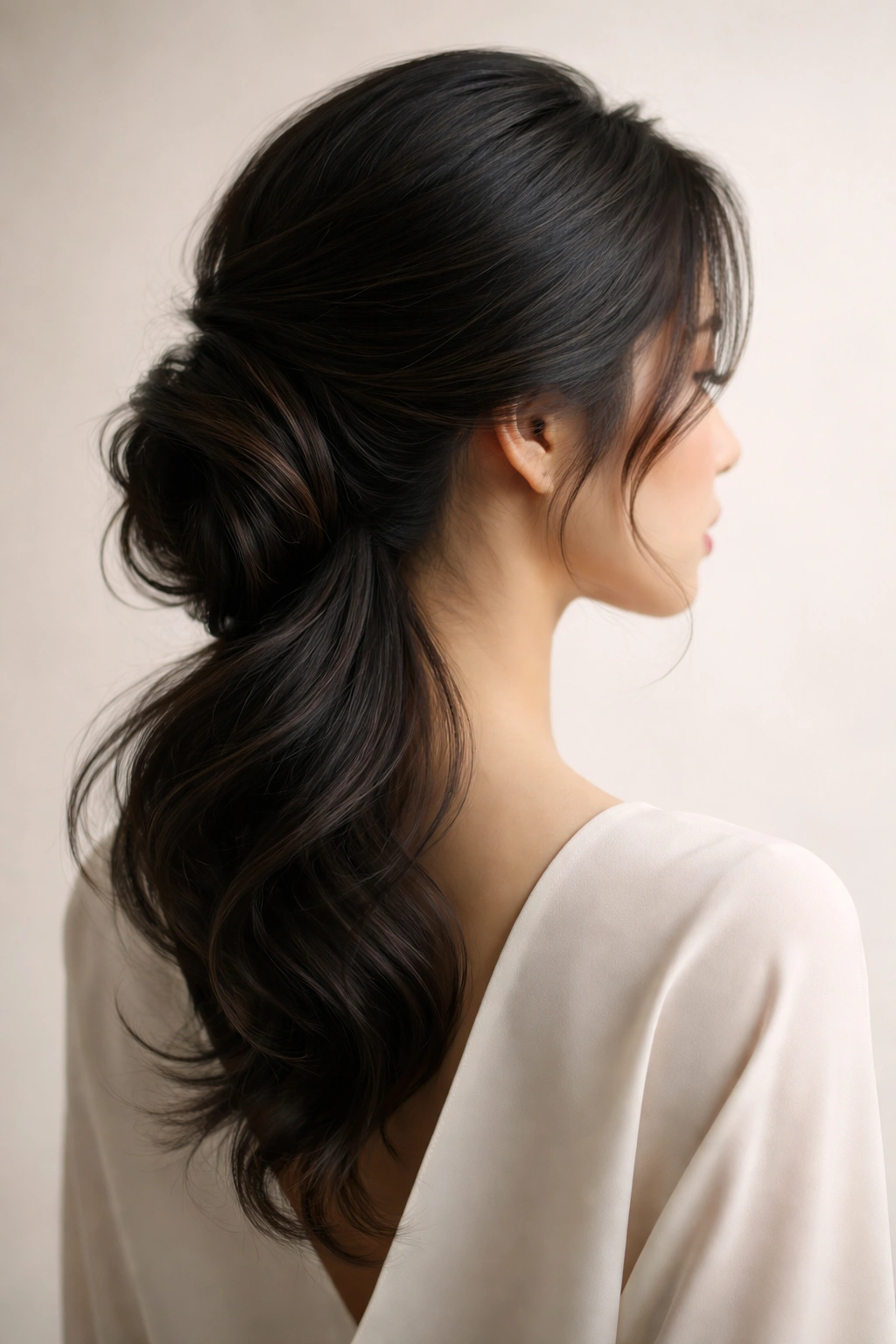 15 Asian Hairstyles Women Can T Stop Pinning 16 Minimalist head silhouette with hair shape in a neutral studio backdrop