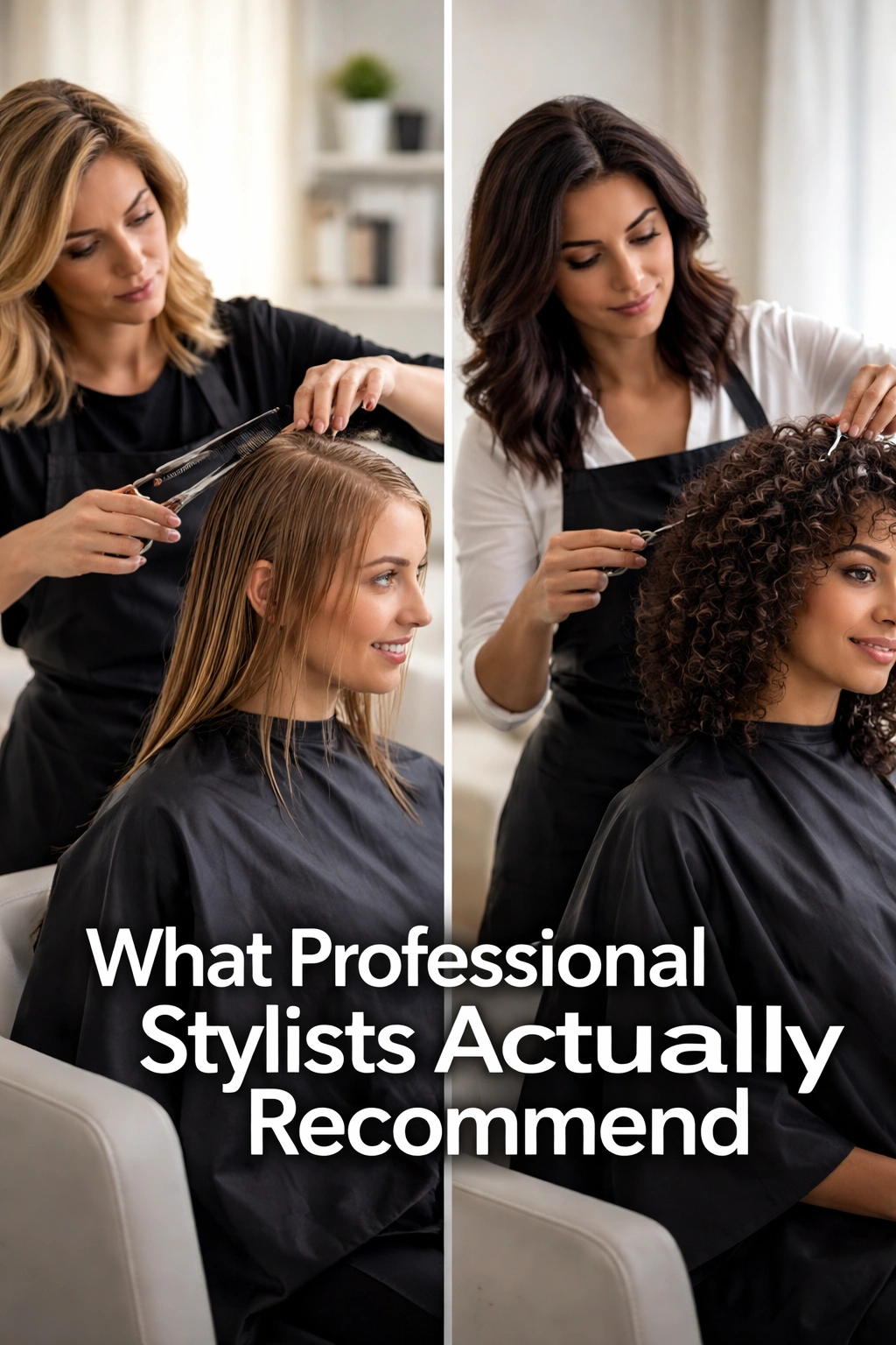 Silhouette of a hairstylist wearing a cape in a studio