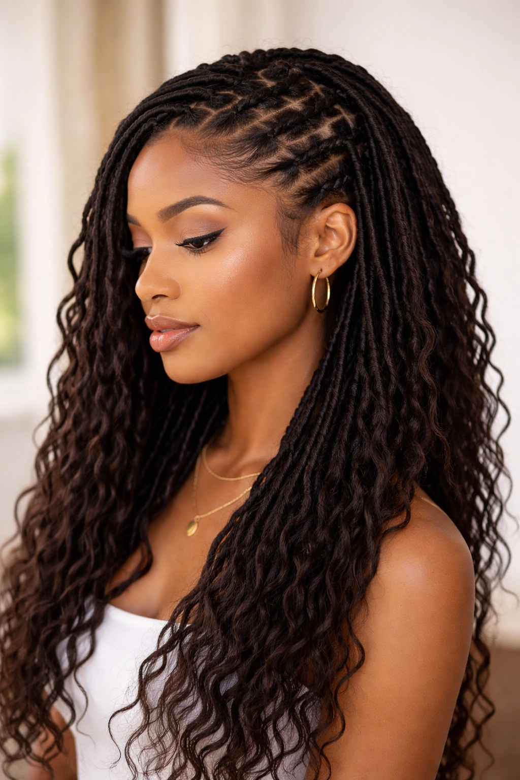 20 Loc Styles For Every Length From Short To Waist 12 Half Locs or Partial Loc Styles show locked and loose sections.