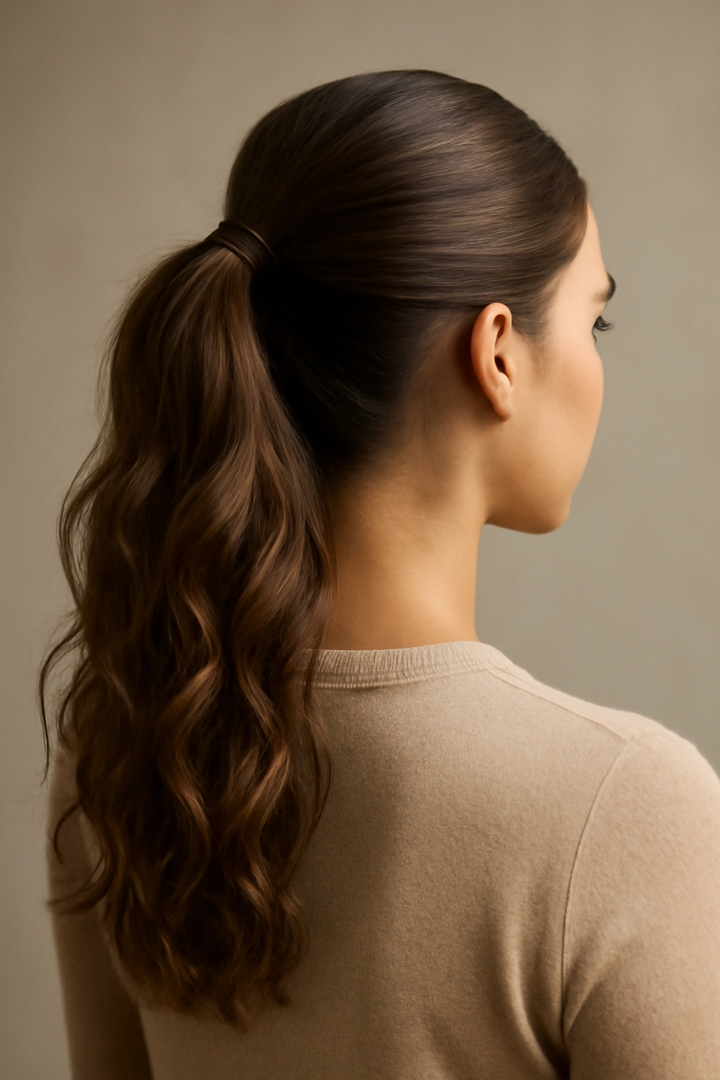 12 Easy Half Up Hairstyles for Work or Weekends 5 Half ponytail with smooth top and textured bottom