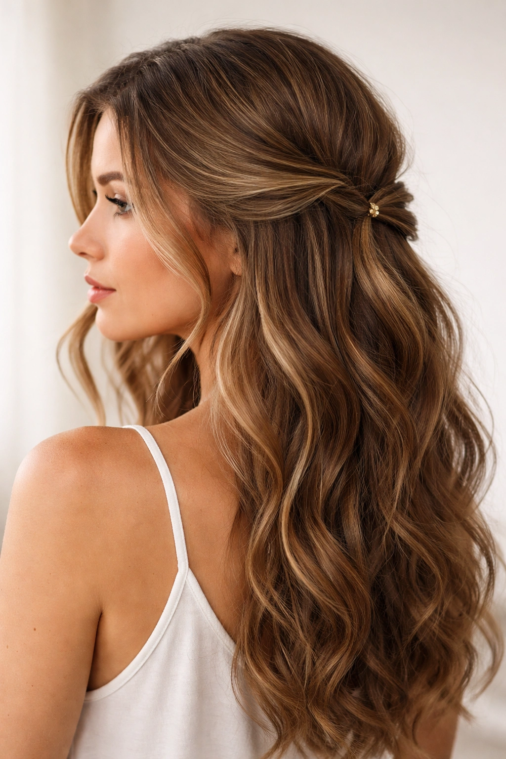 Portrait highlighting a loose half-twist with textured waves