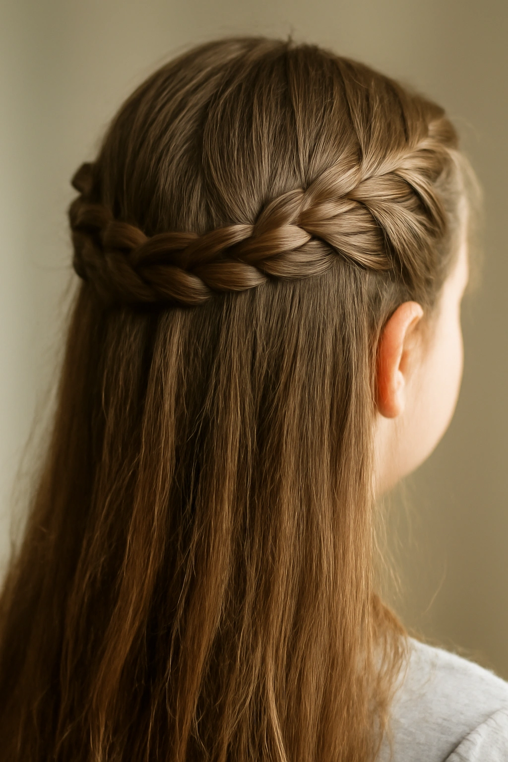 18 Kids Braid Styles That Work for School and Play 14 Close-up of a half-up braid with the rest of hair down on a child