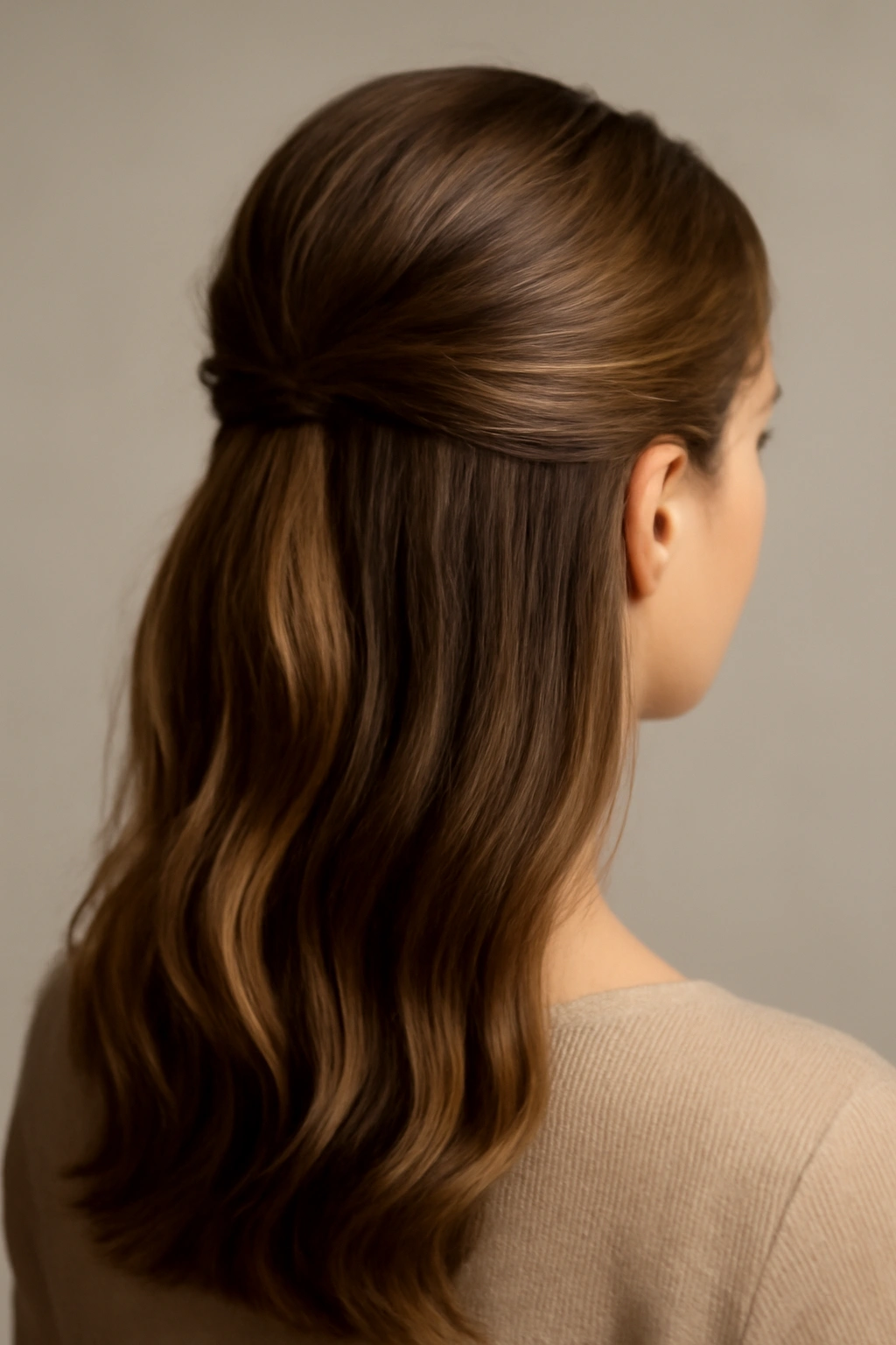 12 Classy Hairstyles That Work for Literally Any Occasion 2 Back view of half-up half-down hairstyle with crown volume