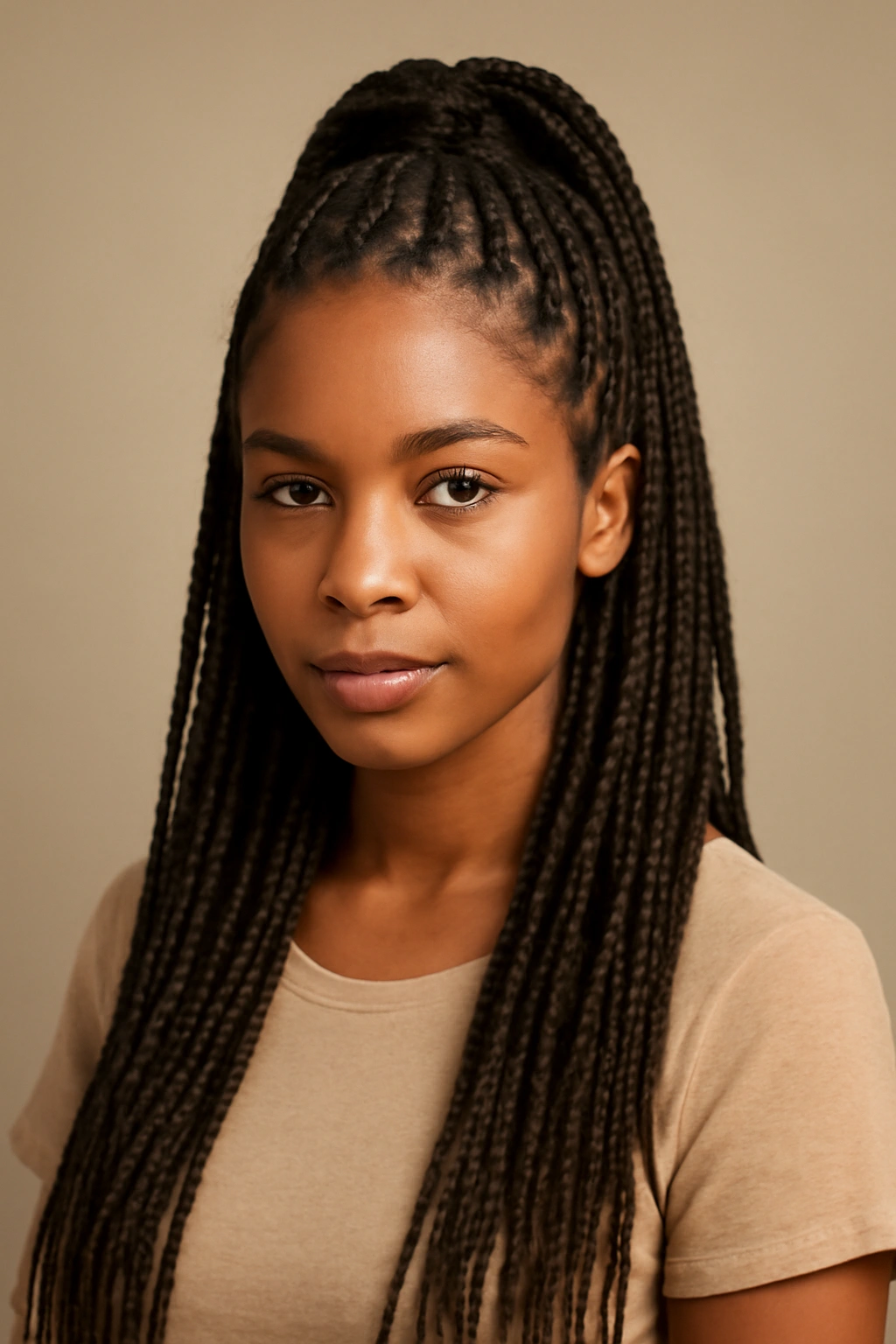 20 Box Braid Styles From Short Bobs to Waist Length 12 Half-up half-down box braids with top section up and rest down