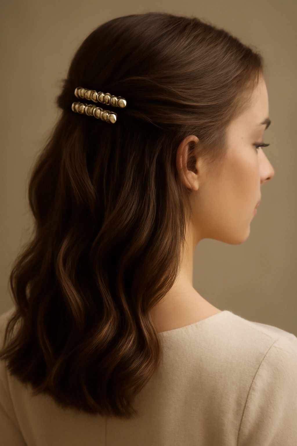 25 Wedding Hairstyles From Pixie Cuts to Long Waves 6 Half-up half-down hairstyle with pearl clips
