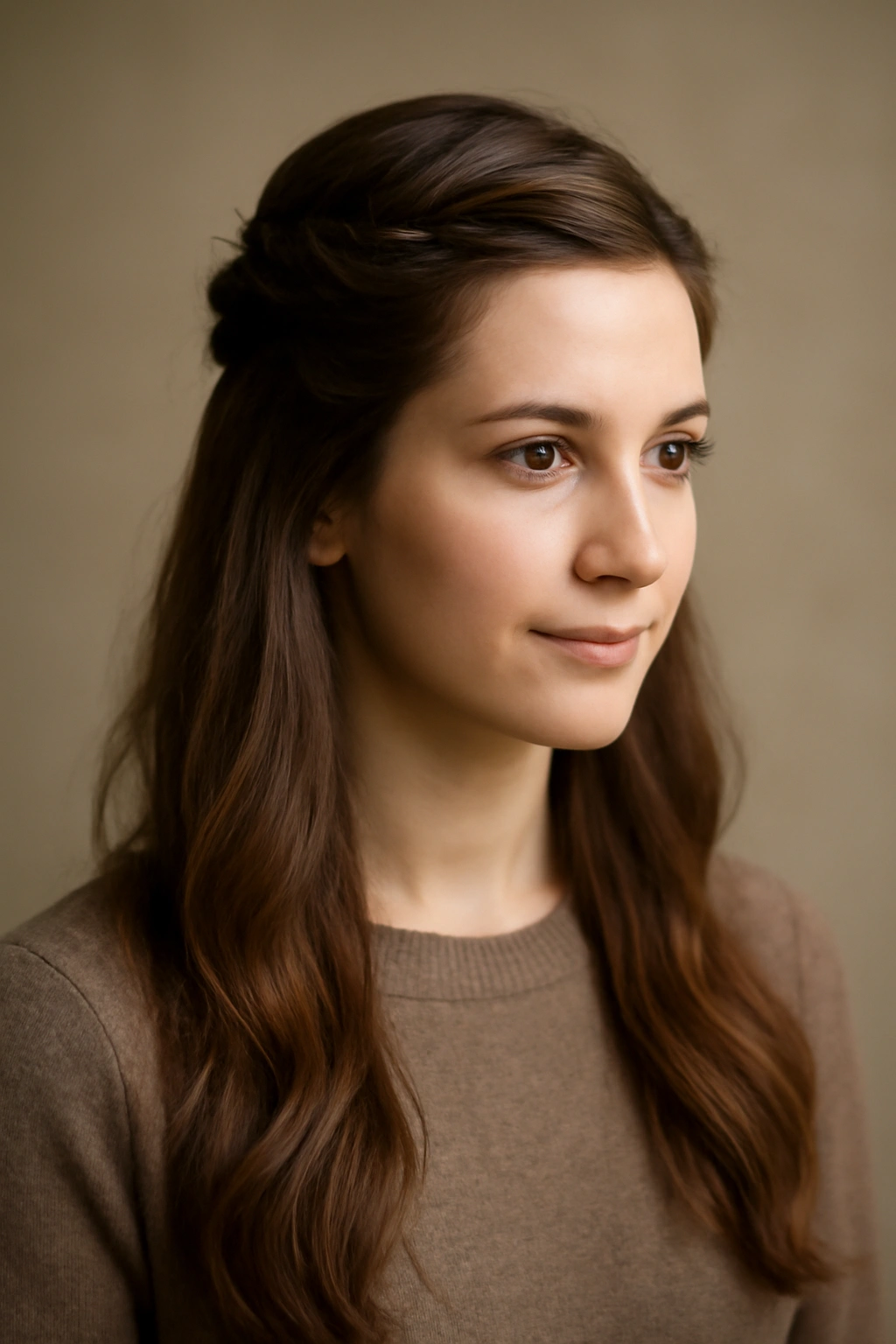 25 Effortless Long Hair Hairstyles Every Woman Needs 3 Half-up half-down hairstyle with twisted crown