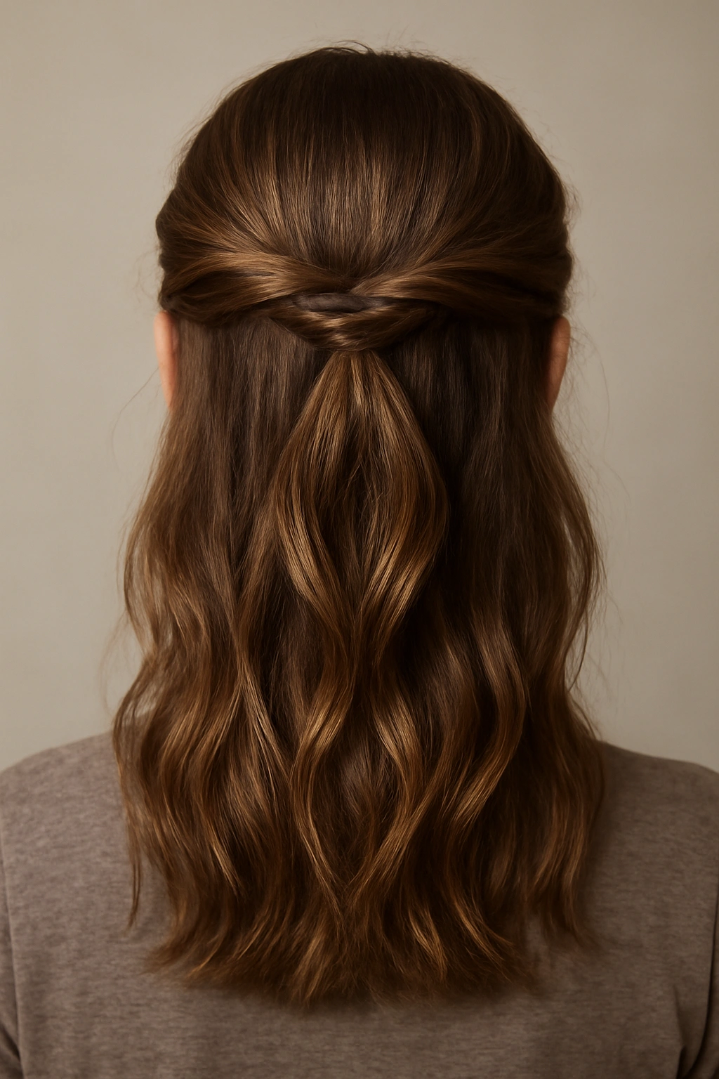 10 Helmet-Friendly Hairstyles That Stay Looking Good 6 Half-up hairstyle with twists at the crown and loose waves below.