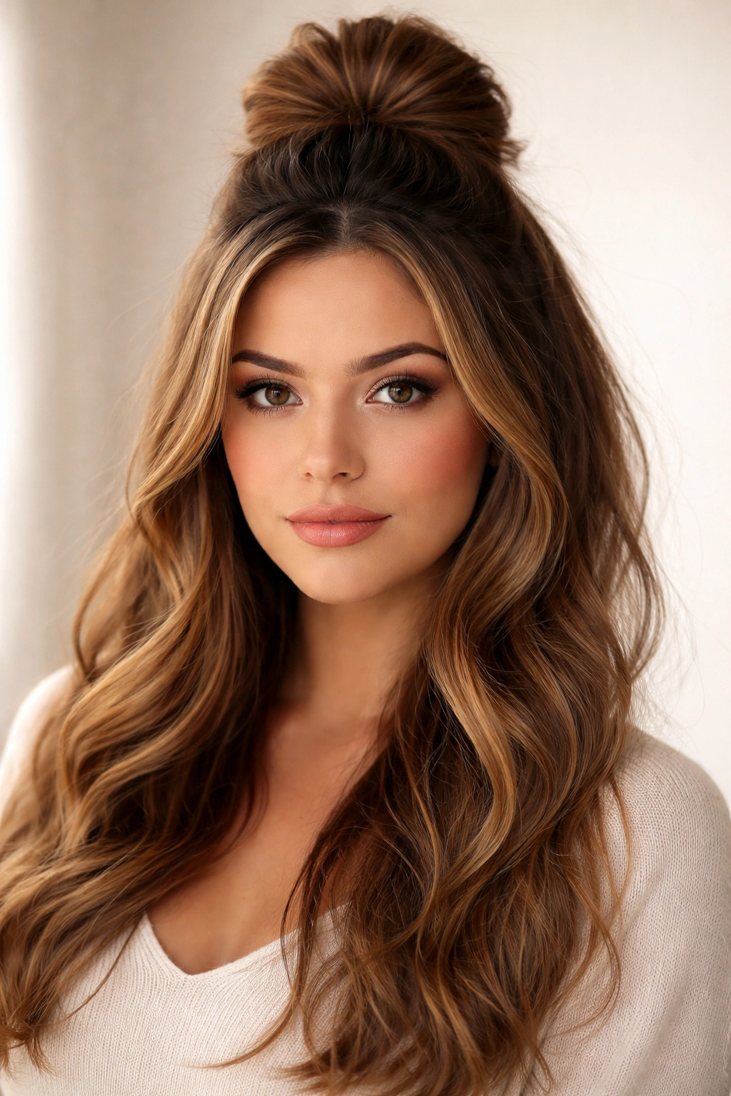 15 Hairstyles For Round Faces You Ll Want To Copy 12 Half-up hairstyle with crown height and hair down, elongating the silhouette