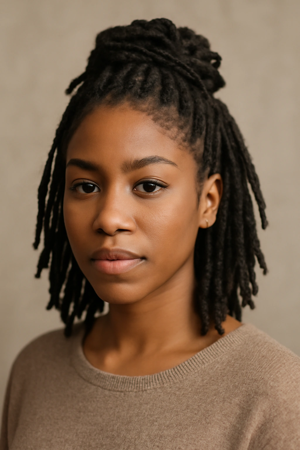 12 Short Loc Styles Women Are Obsessed With Right Now 6 Half-up loc gather with front face framing loose locs