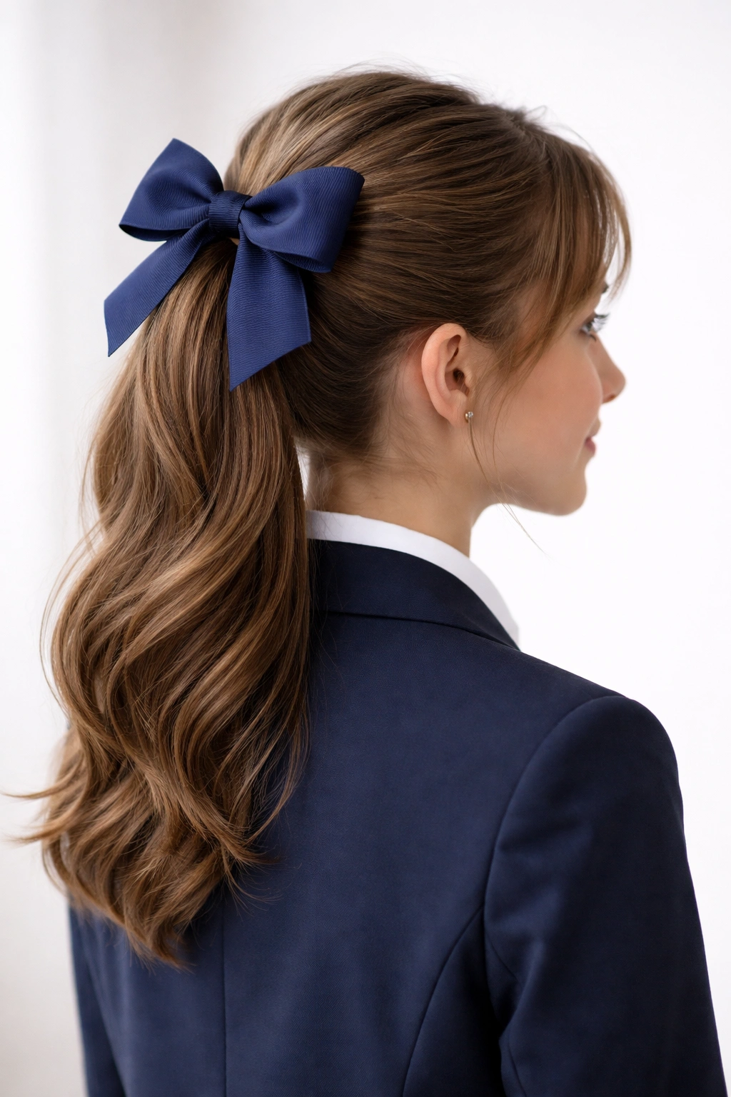 Half-up ponytail with bow hairstyle