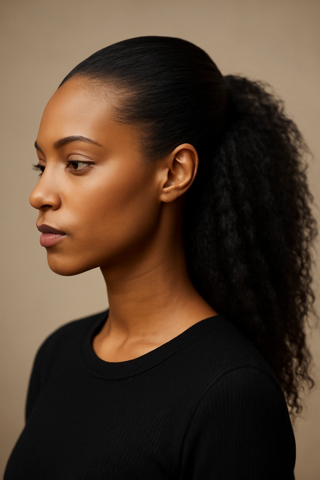 10 Pushback Hairstyles Black Women Can't Stop Wearing 9 Head-and-shoulders portrait showing half-up pushback with front section secured at crown