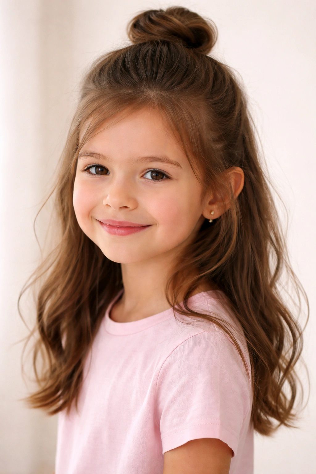 Half-up top knot on girl's hair