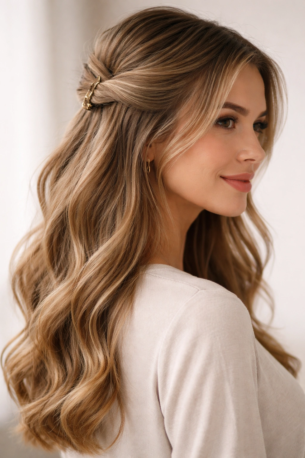 10 Easy Hairstyles For Pregnant Women To Love 5 Half-up twist hairstyle with top section twisted back