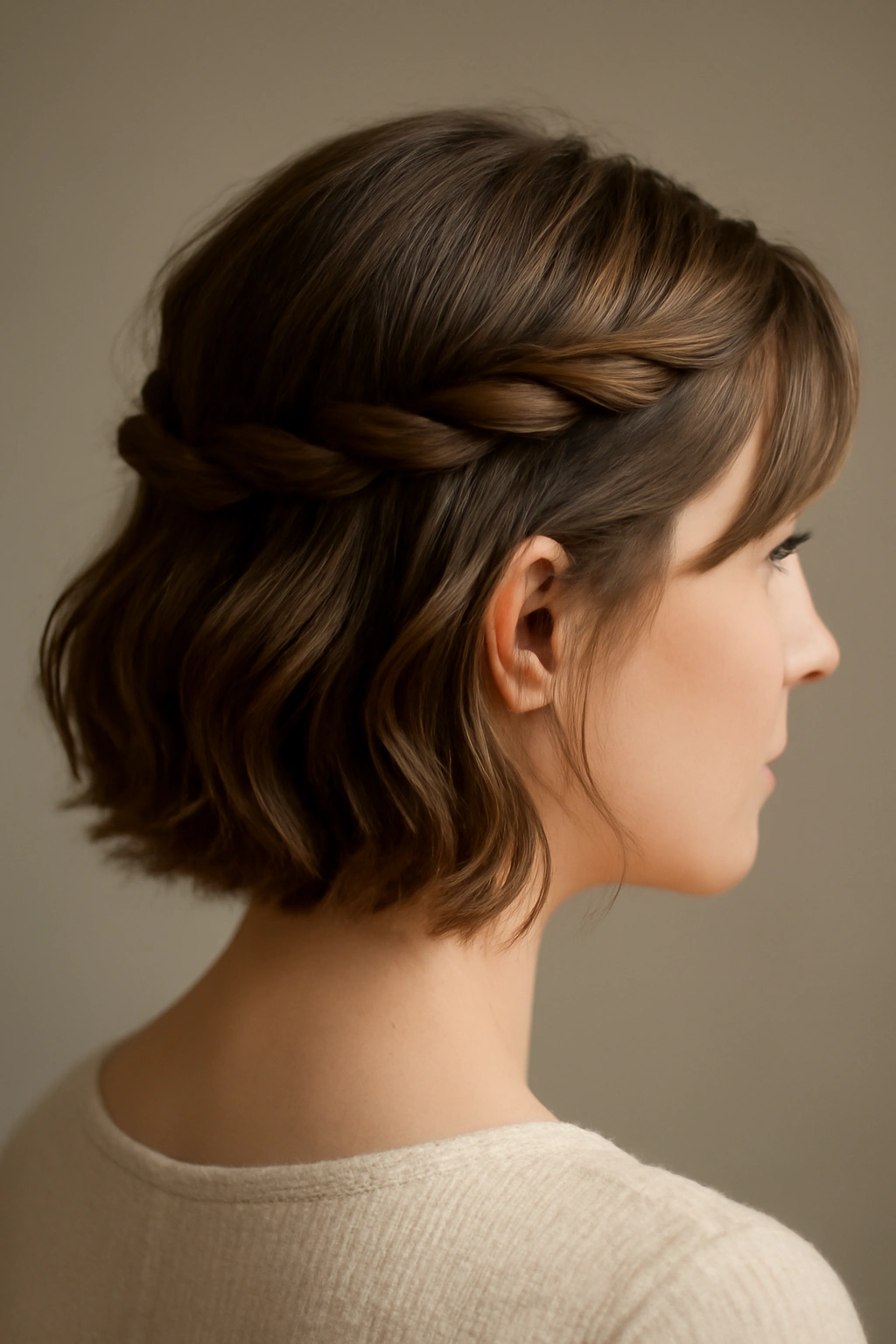 Getting Married With Short Hair? 10 Bridal Looks 3 Close-up of half-up twists securing hair at the back