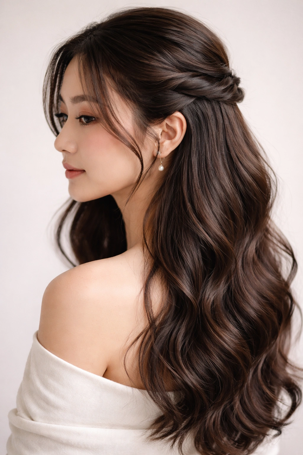 15 Asian Hairstyles Women Can T Stop Pinning 6 Half-up half-down hairstyle with twisted sections