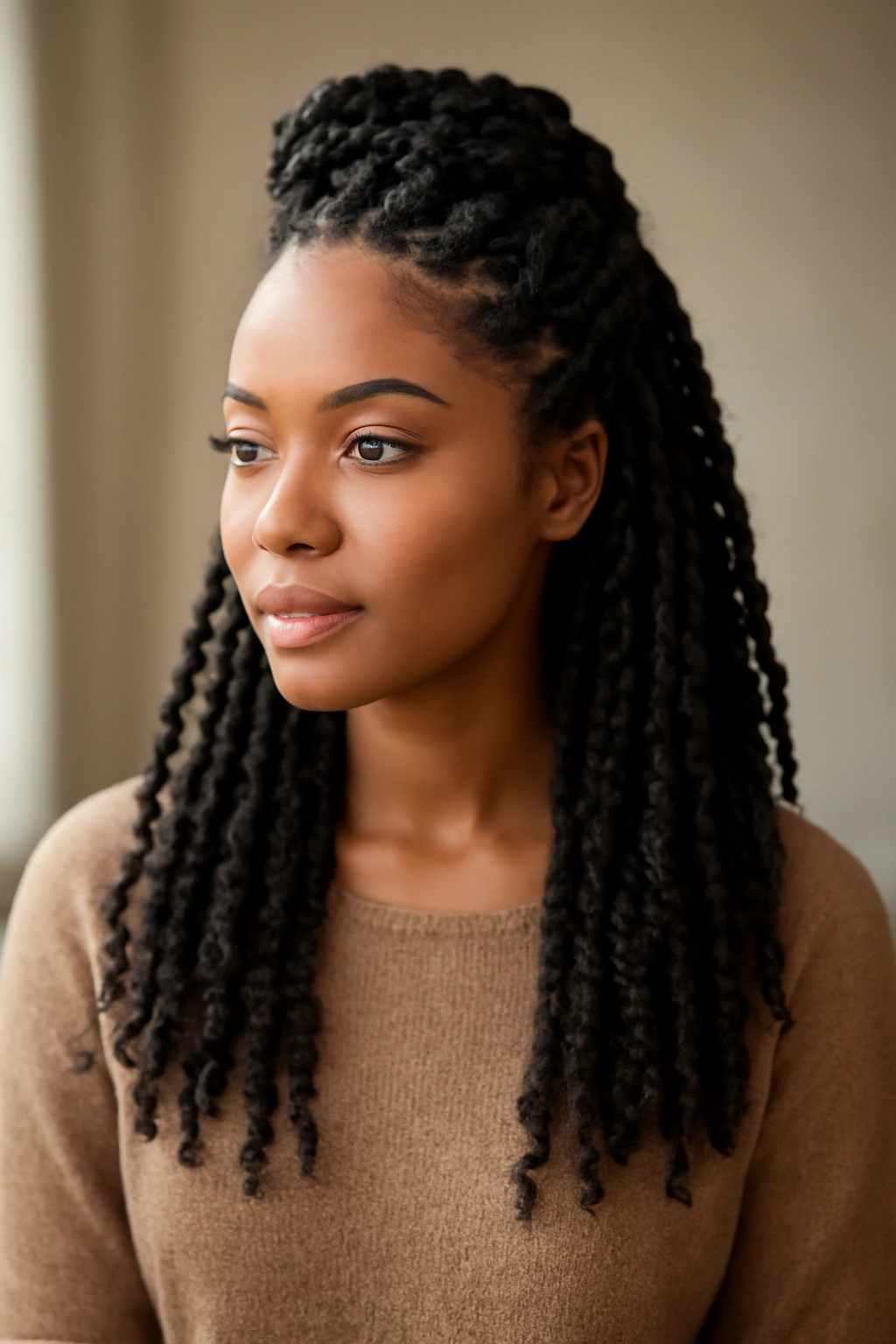 12 Passion Twist Styles to Try at Every Length 11 Half-up passion twists pulled at crown with length down