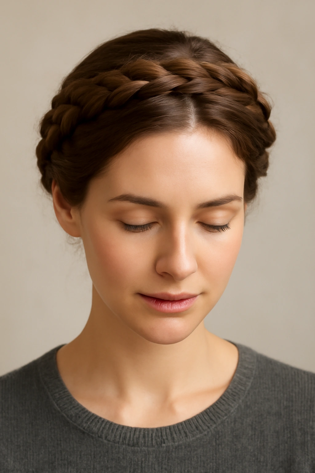Halo braid circling the crown of the head