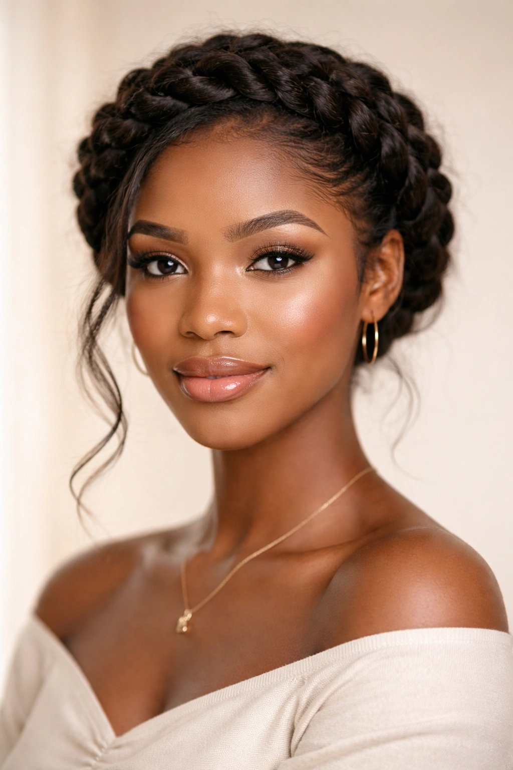 12 Cute And Simple Hairstyles For Black Women 9 Halo braid encircling the head on a Black woman