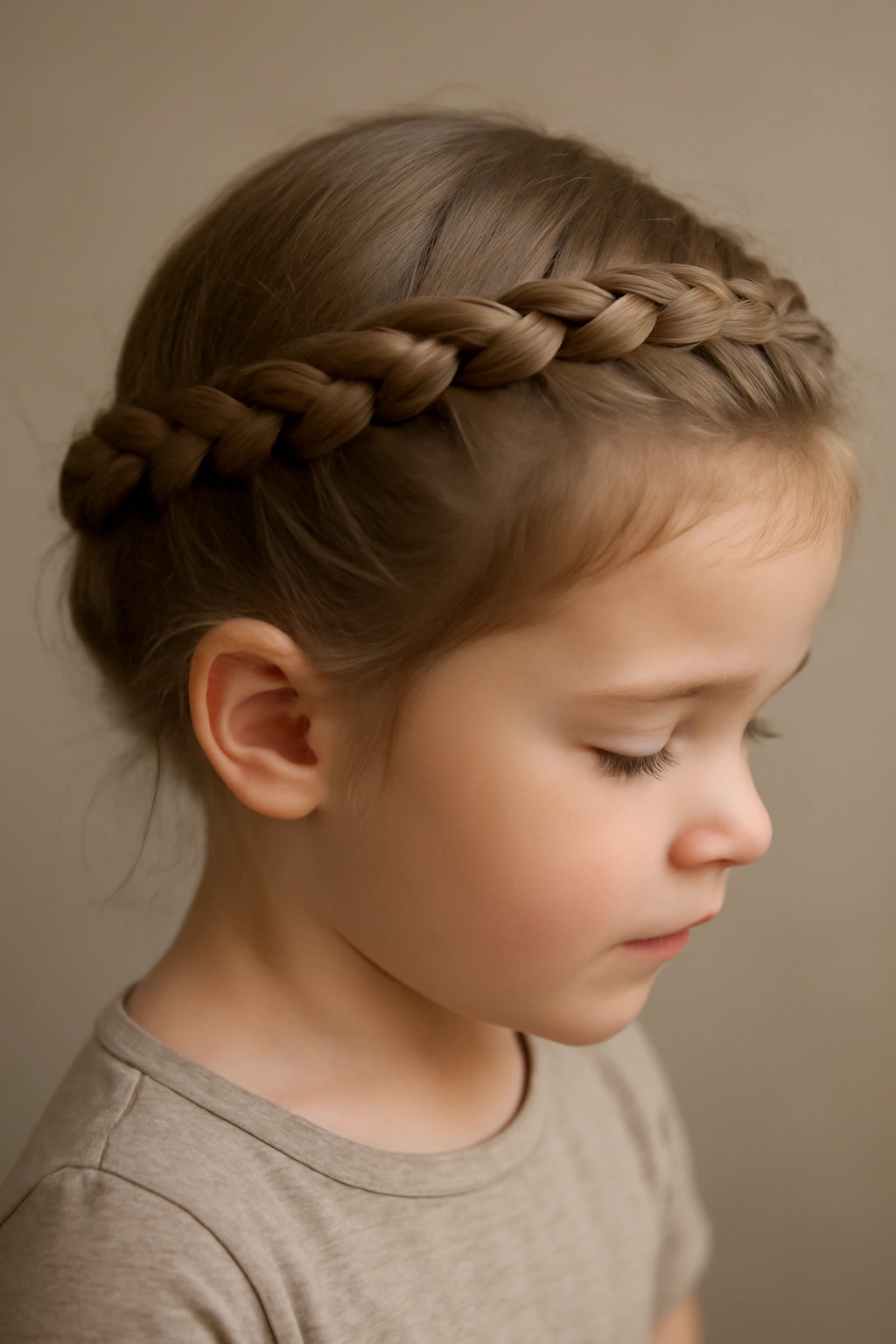 15 Quick and Easy Toddler Braids for Busy Mornings 8 Halo braid encircling a toddler's head in a complete circle