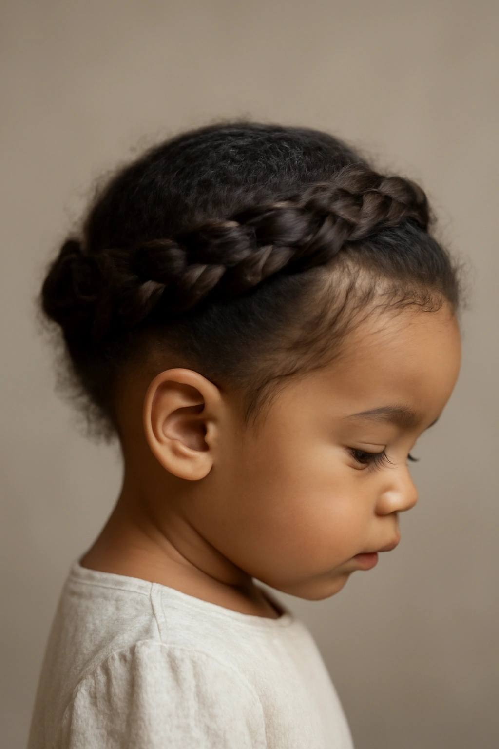 15 Adorable Natural Hair Braids for Toddlers 10 Halo braid encircling a toddler's head like a crown