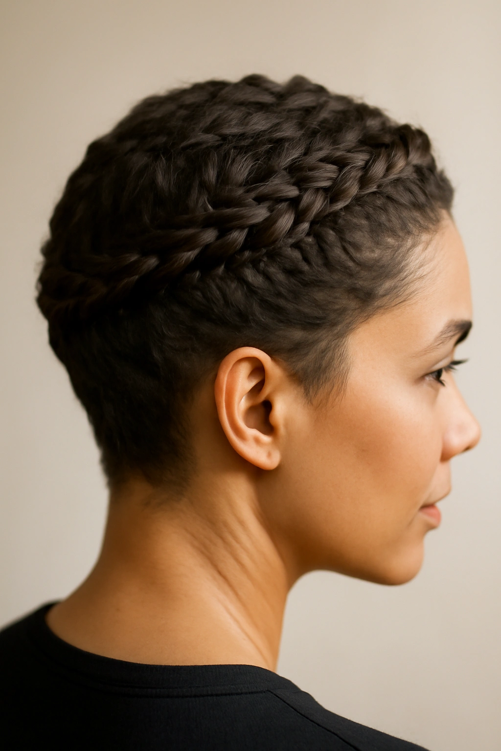 12 Braided Short Hairstyles That Actually Stay Put 11 Halo-like circle of braids and twists around a short head
