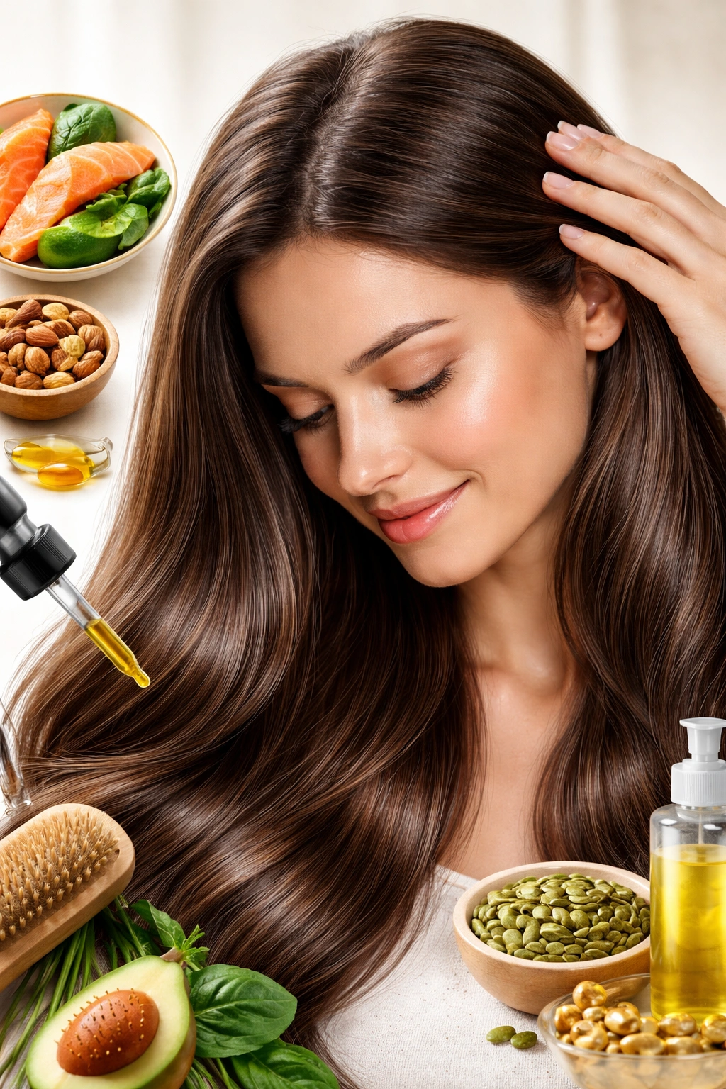 Close-up of healthy scalp and thick hair illustrating effective growth-support strategies