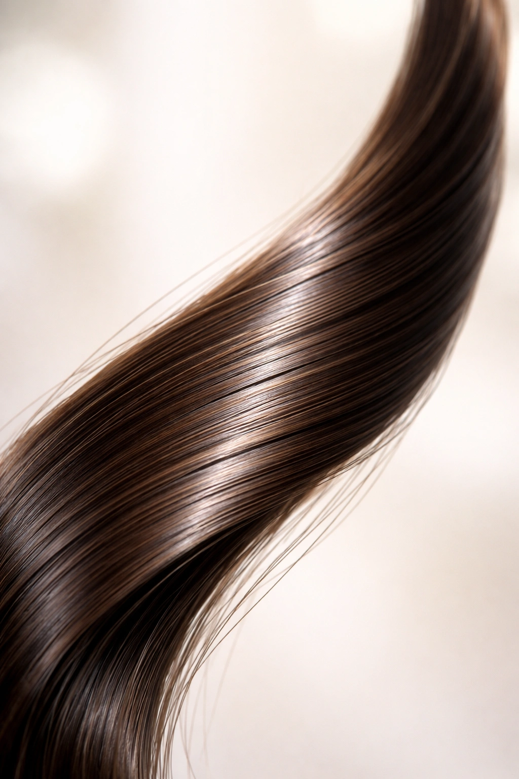 Healthy hair strand macro shot with glossy shine