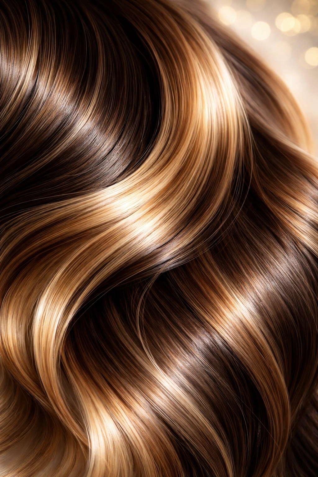 Close-up of glossy healthy hair showing shine and texture
