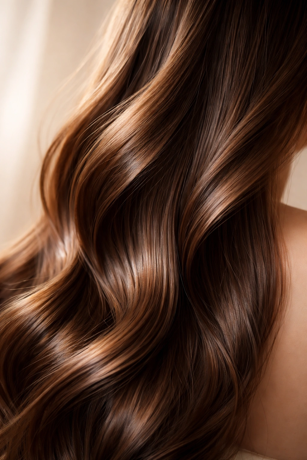 Close-up of healthy, shiny hair strands