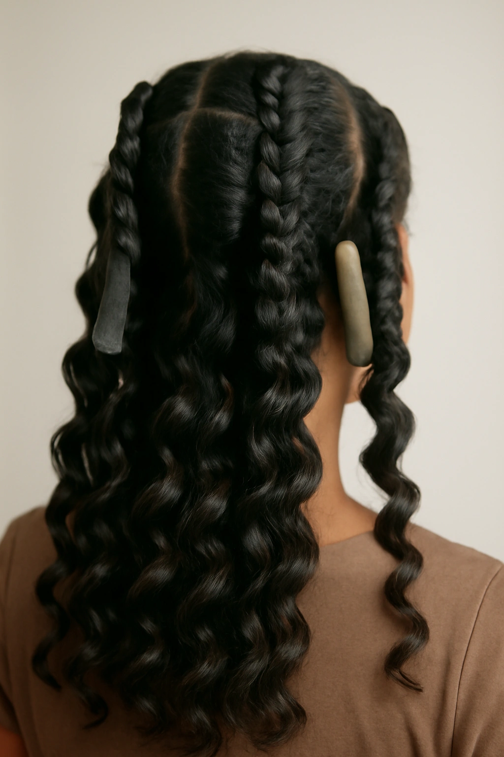 20 Hairstyles for Black Women Sorted by Hair Texture 19 Close-up of heatless waves formed with braids and rods in hair