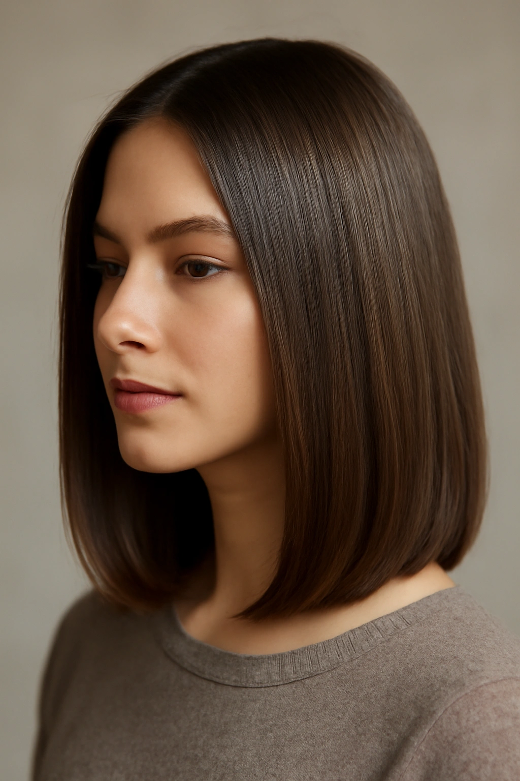 12 Straight Styles That Make Shoulder-Length Hair Look Amazing 12 Straight hair with subtle hidden layers providing movement