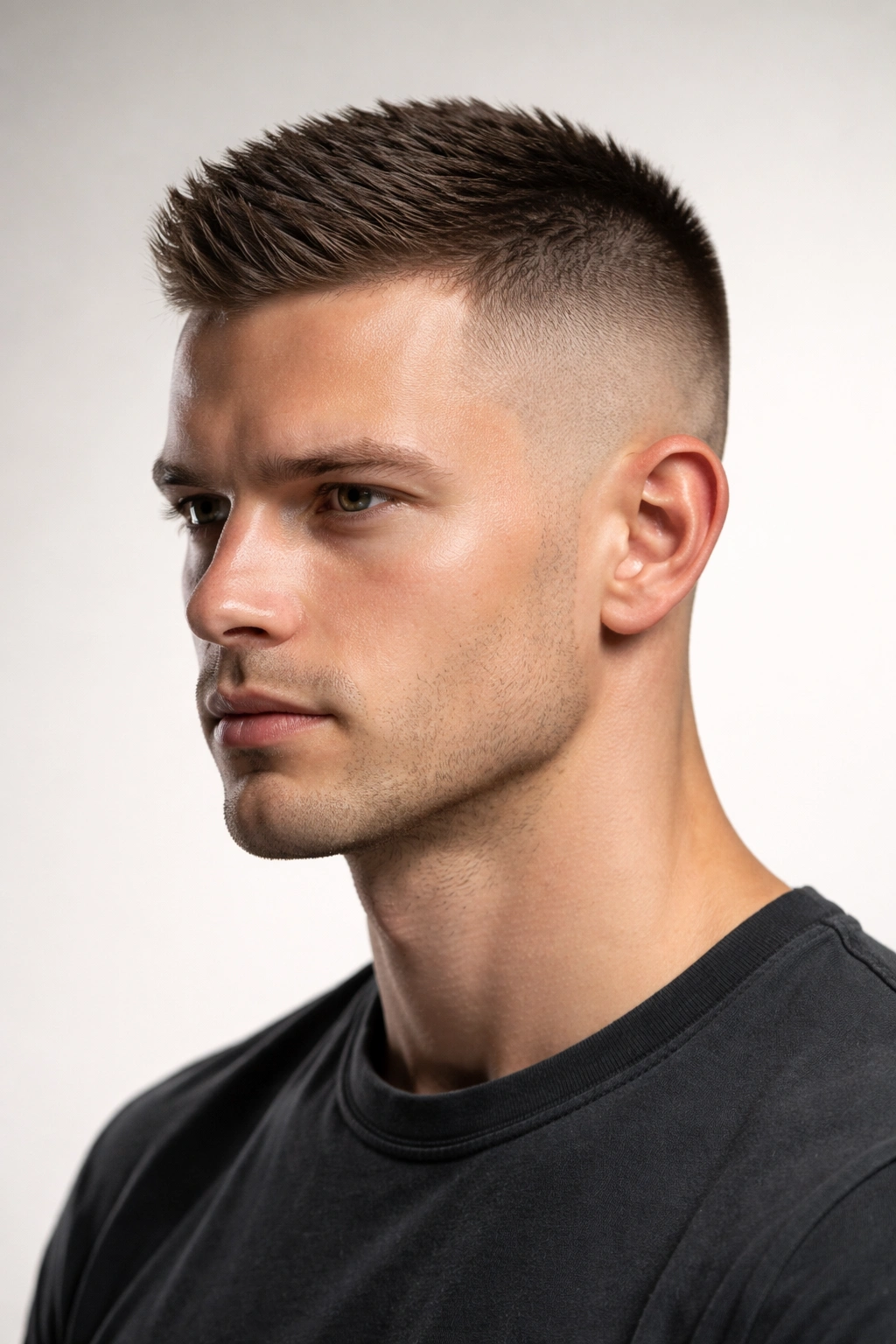 High and tight hairstyle with very short sides.