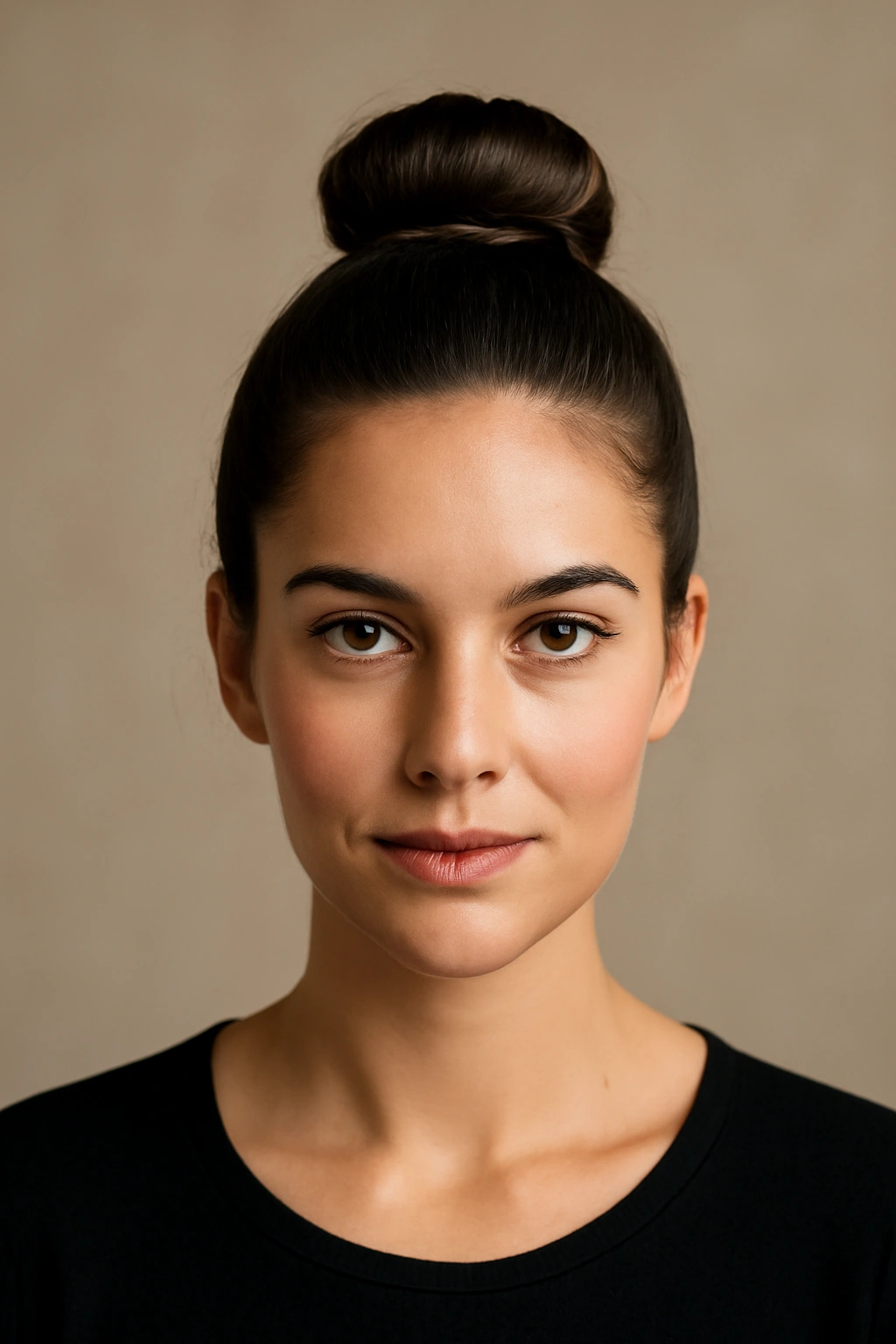12 Classy Hairstyles That Work for Literally Any Occasion 7 Close-up of a sleek high bun updo at the crown with polished finish