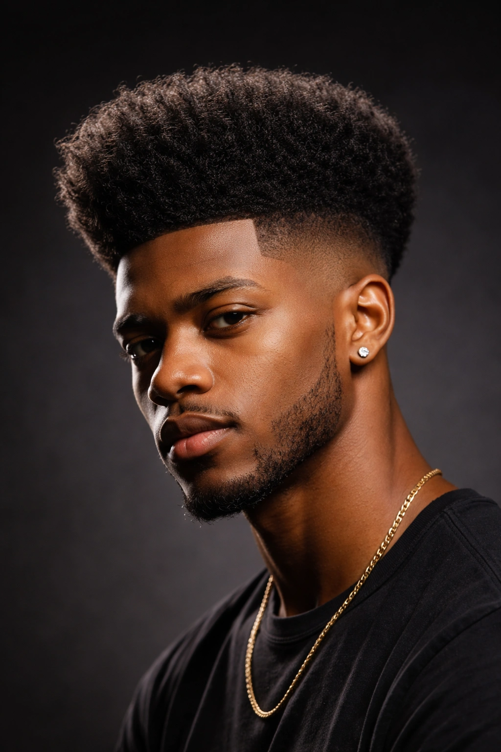 High fade afro with high fade and full top contrast
