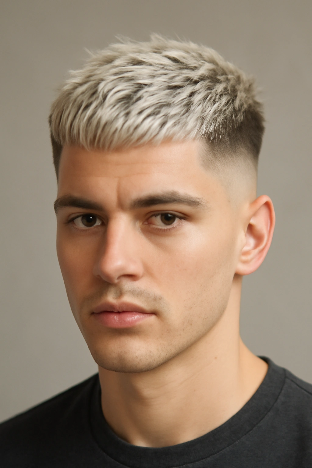 12 Short Ombre Haircuts With a Perfectly Blended Fade 5 Close-up of high-fade crop with icy blonde rooted ombre
