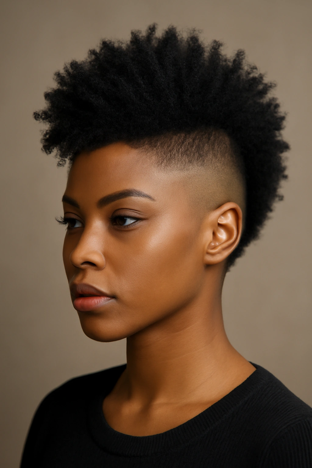 12 Short Weave Hairstyles Black Women Are Loving 10 Bold The High-Fade Mohawk Bob with dramatic fades and a textured top in studio lighting.