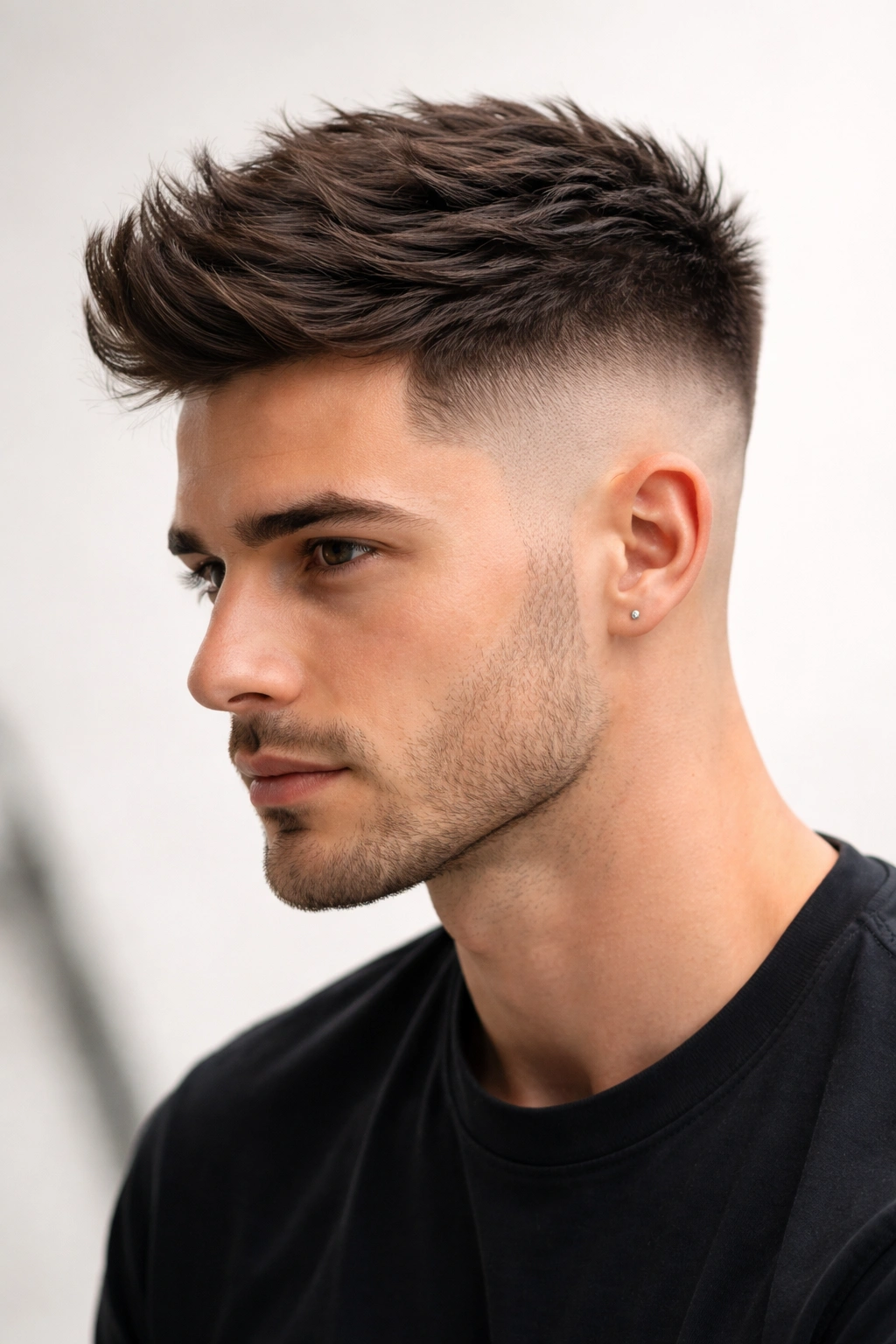 High fade undercut with textured top hairstyle