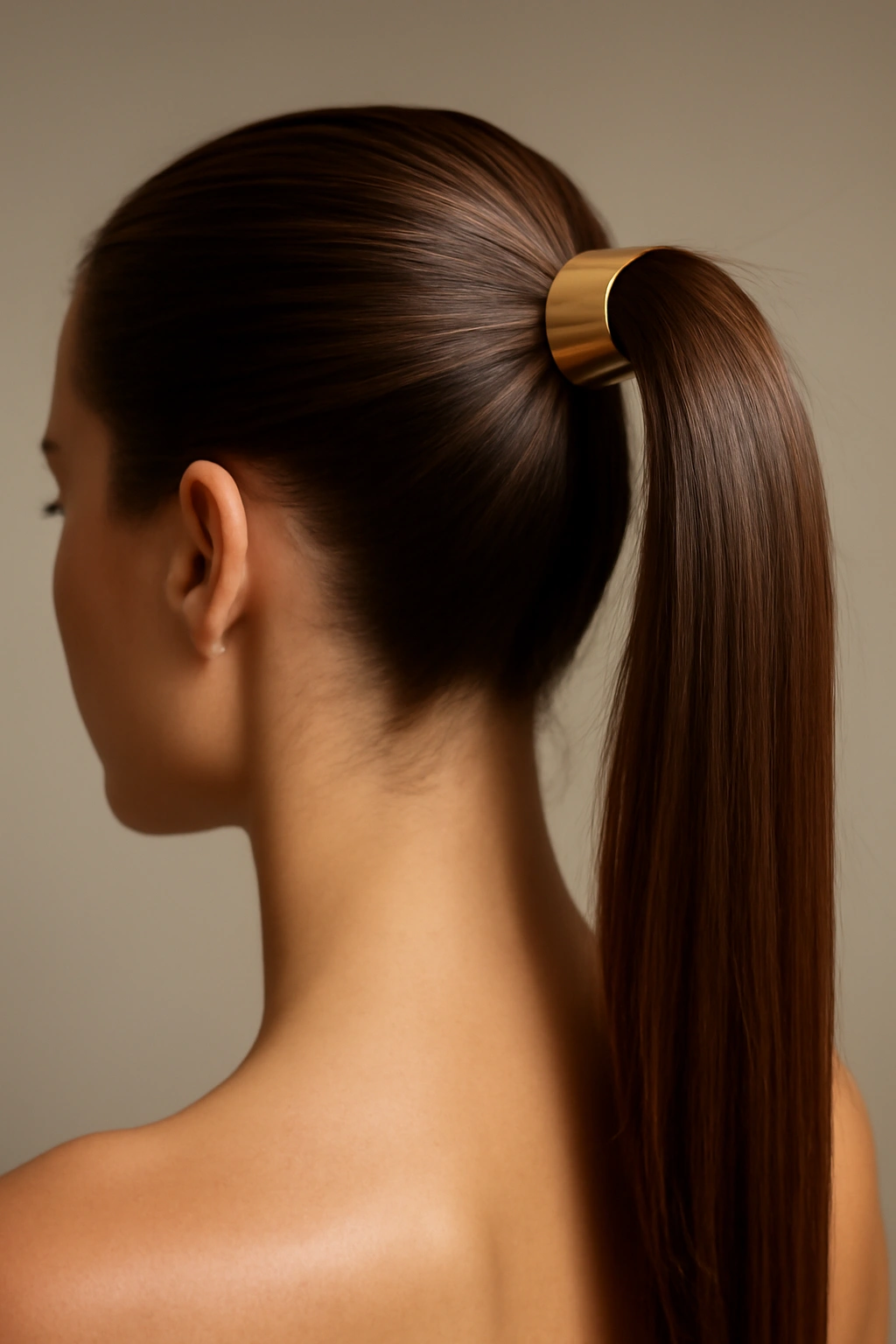 12 Adorable Homecoming Hairstyles for Medium Hair 4 High ponytail with geometric cuff at the base
