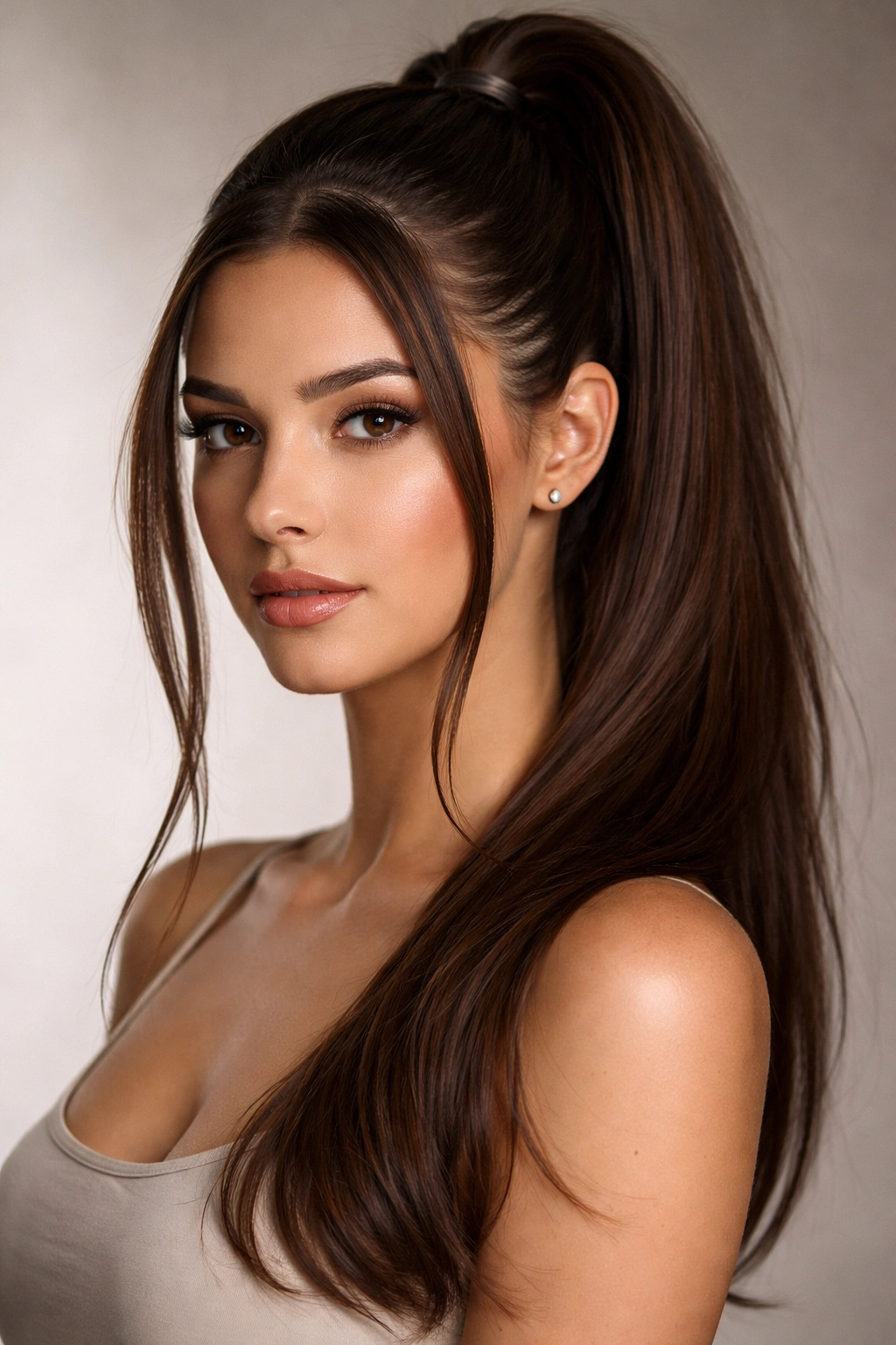 15 Slimming Haircuts That Flatter Fuller Faces 6 Sleek high ponytail with face-framing pieces