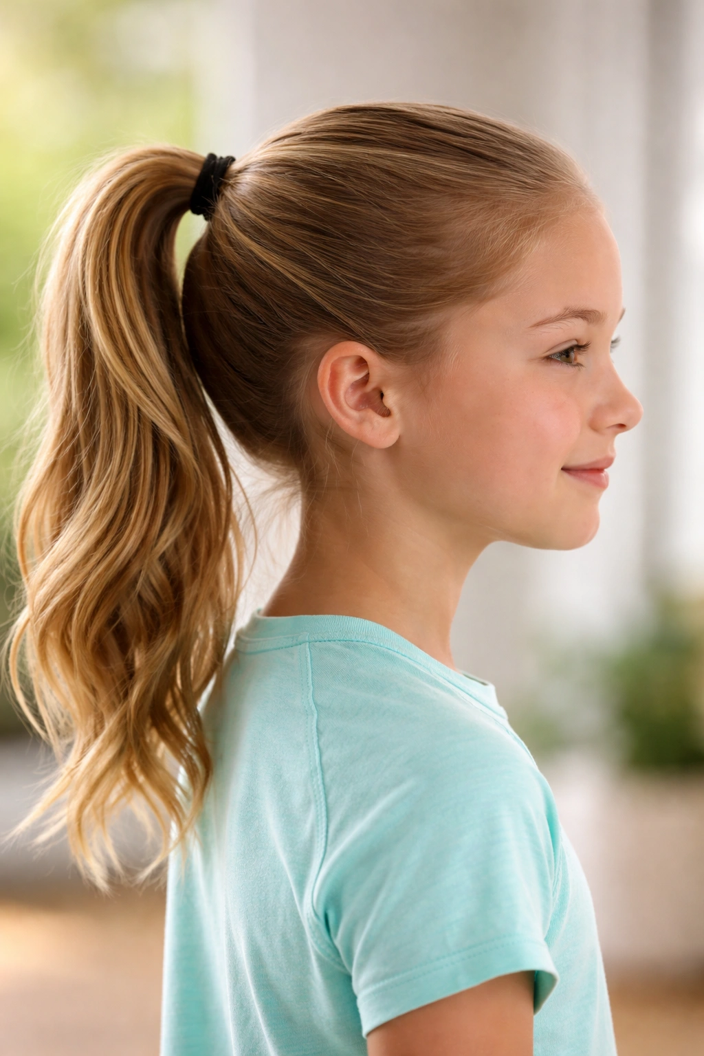 Simple high ponytail on a child's head