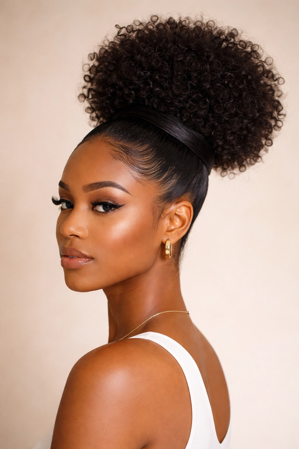 15 Protective Styles That Still Look Put Together 6 Side profile of a high puff hairstyle with a wrapped base