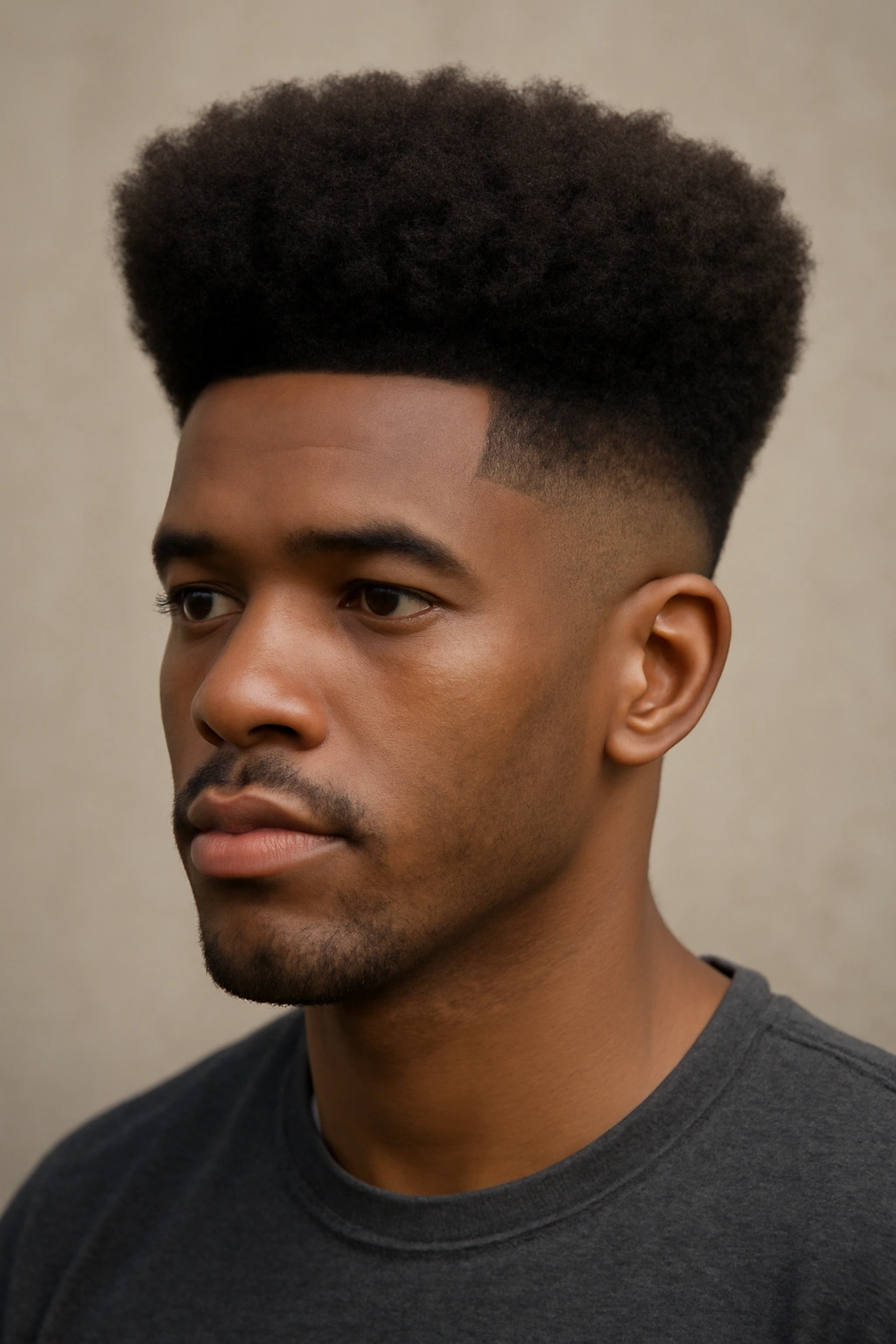 15 Afro Hairstyles for Every Length and Texture 4 Headshot of person with high-top fade and full textured afro