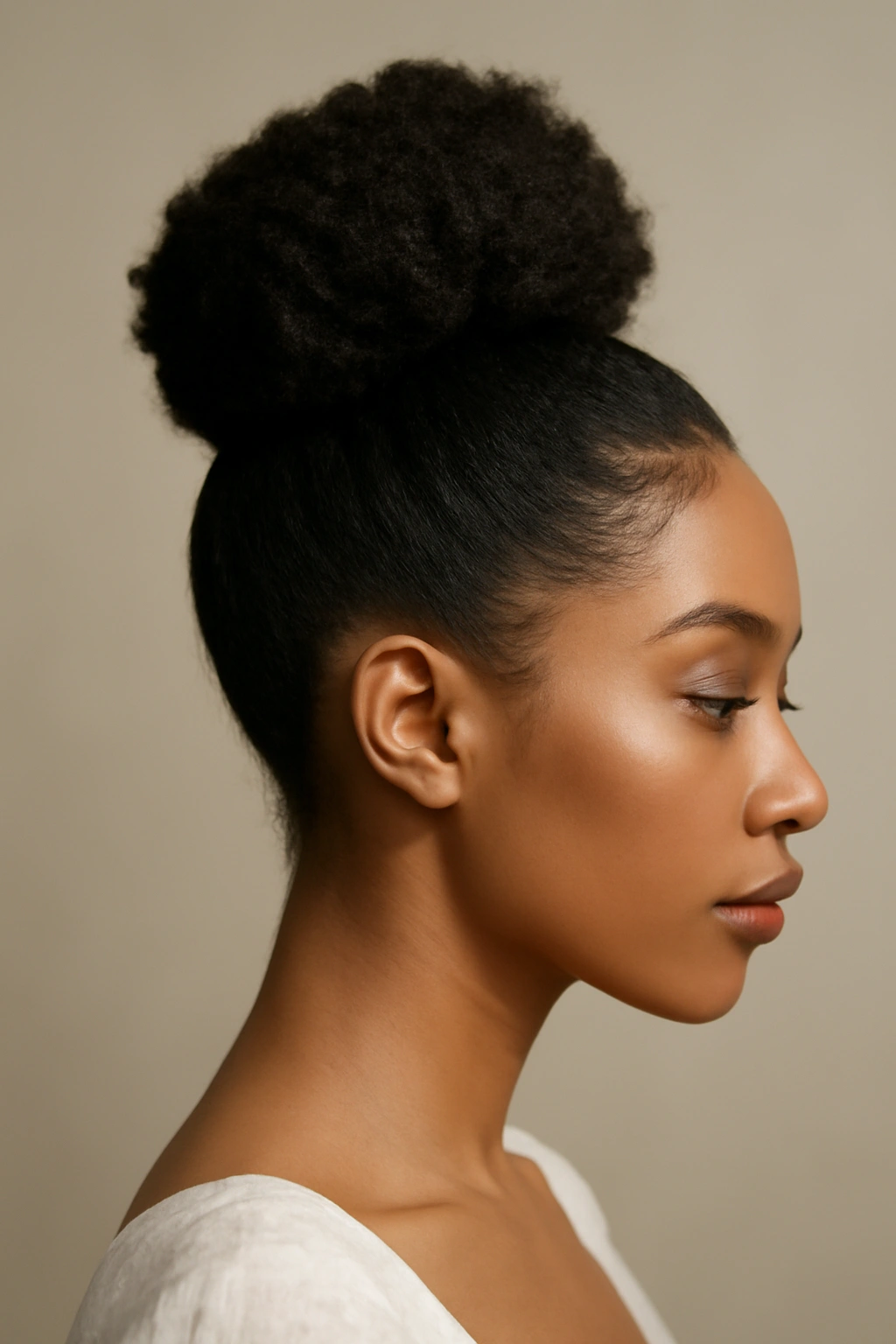 12 Natural Hair Wedding Updos You Need to See 5 Gathered high top knot with swooped sides on natural hair bridal updo