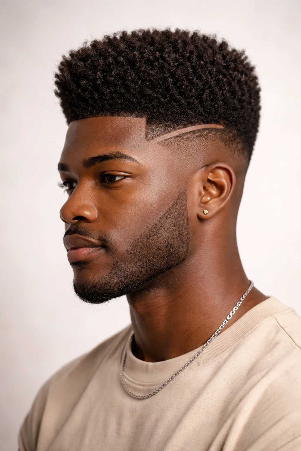 High-top taper with clean lines on thick 4B hair