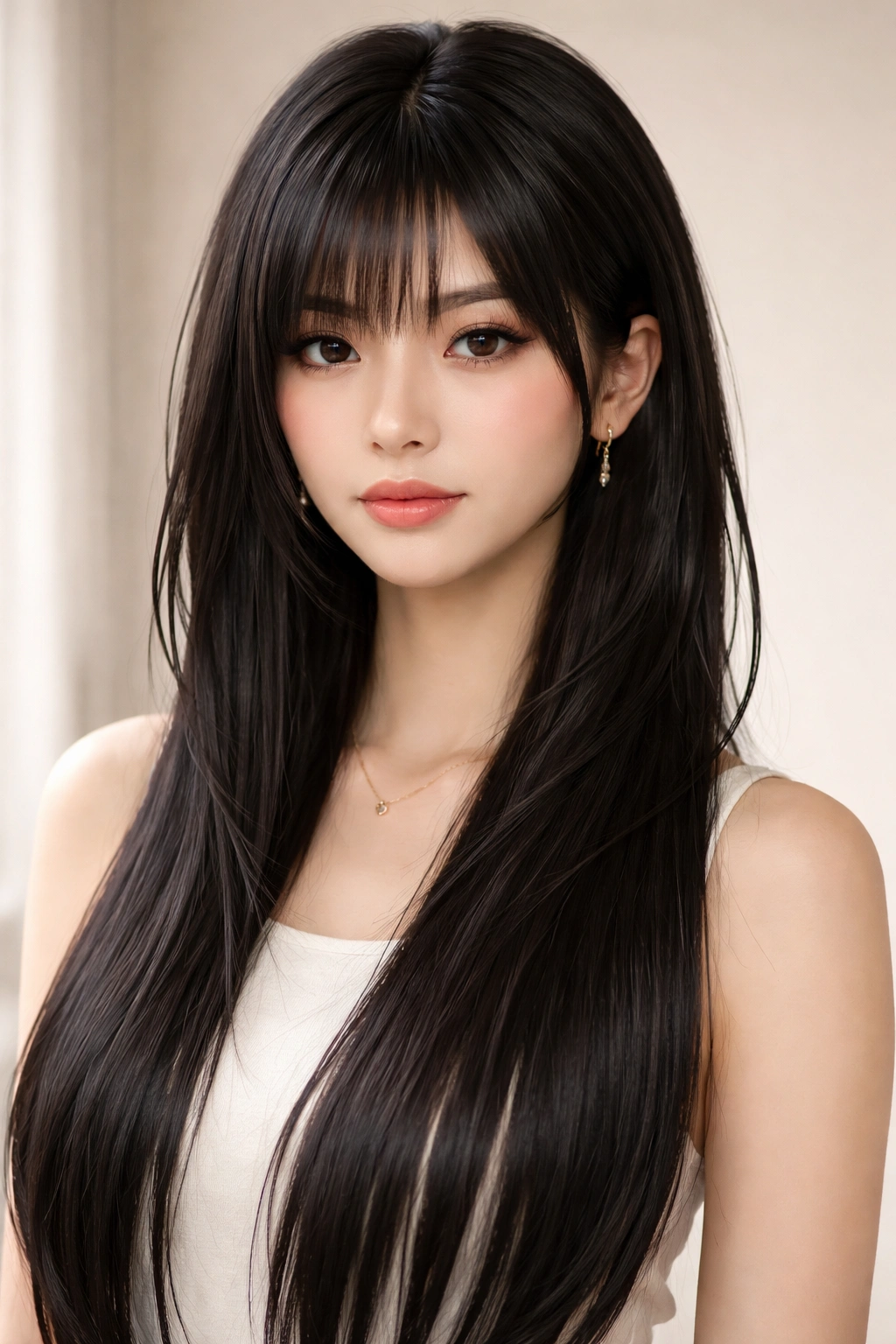 12 Hime Cut Hairstyles For Sleek Straight Hair 3 Layered hime cut showing textured top and long side locks with distinct layer lines