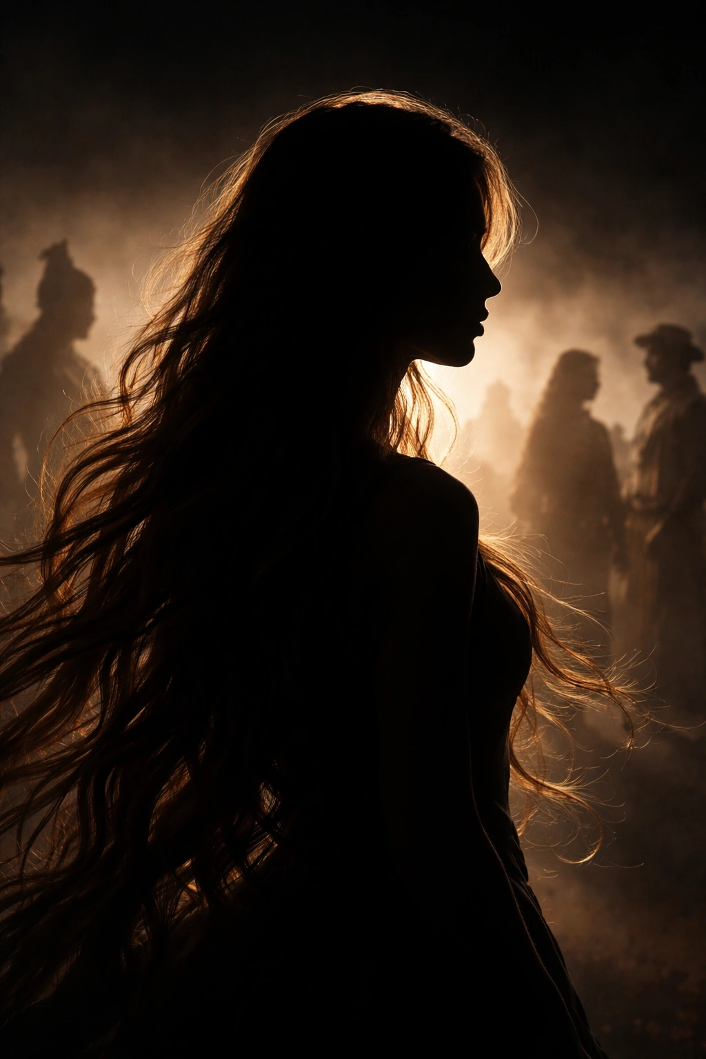 Abstract silhouette with long flowing hair representing historical variability