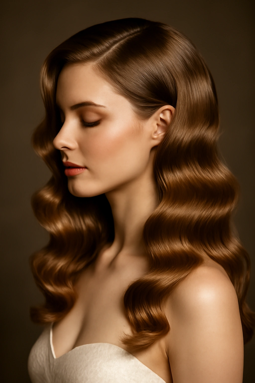 25 Wedding Hairstyles From Pixie Cuts to Long Waves 16 Classic Hollywood glam waves with glossy, flowing hair