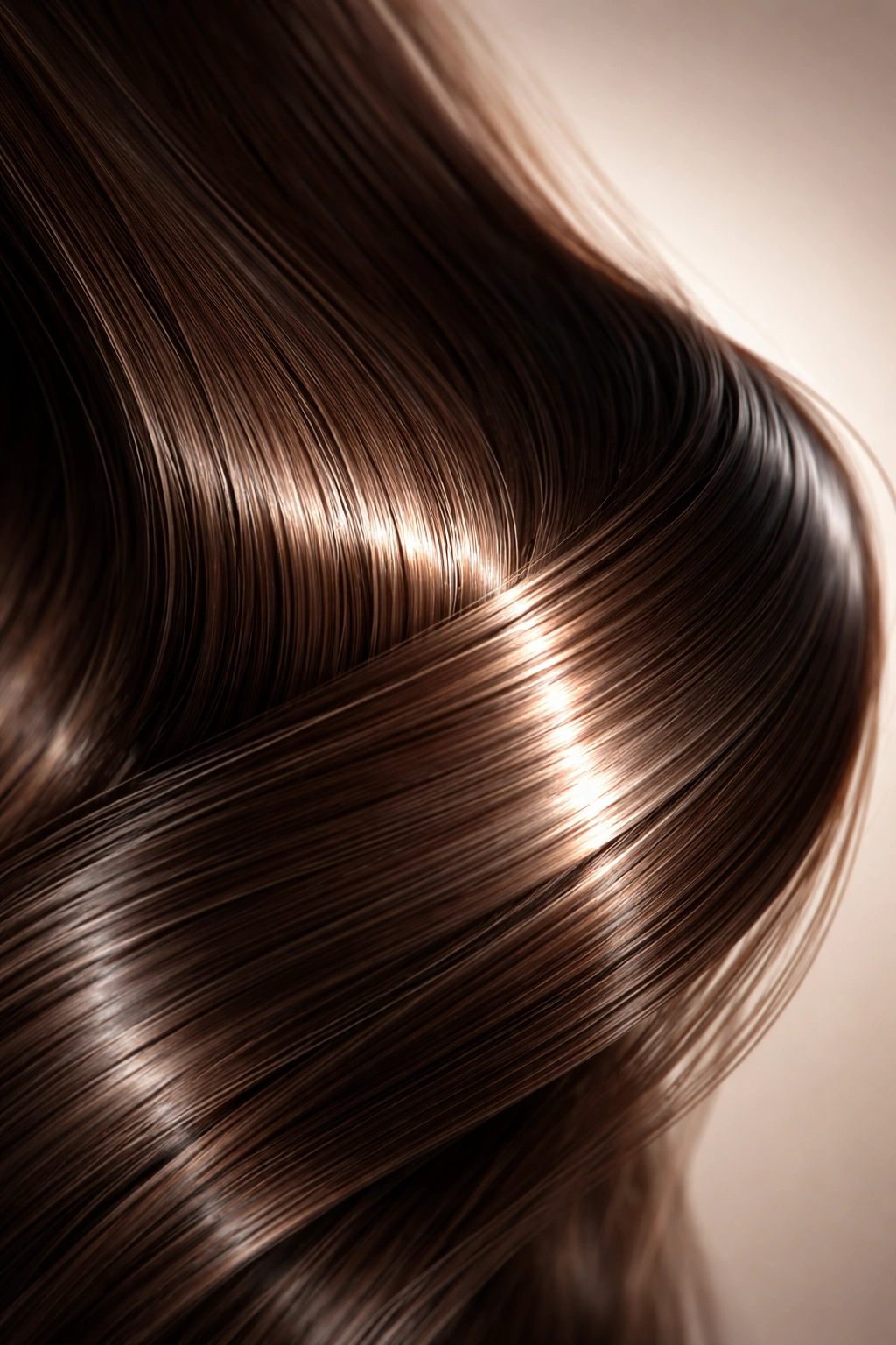 Glossy hair strand with high shine
